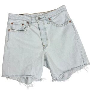 Levi's 501 High Rise Cutoff Denim Shorts Mid Thigh Frayed Hem Women's Size 27